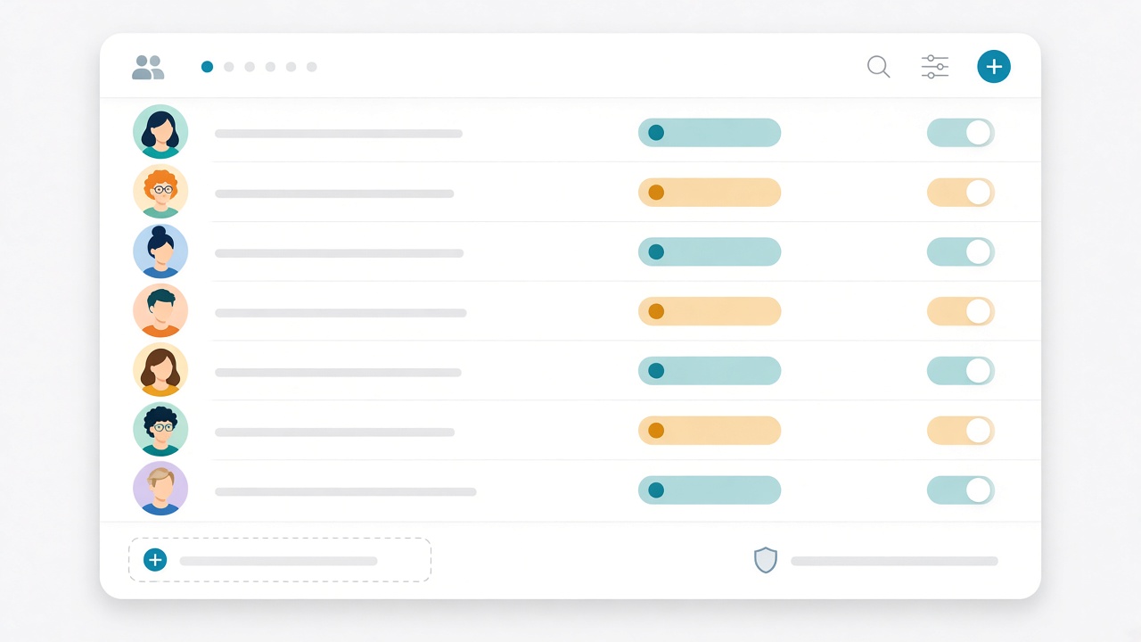 Illustration of a member list with roles and access
