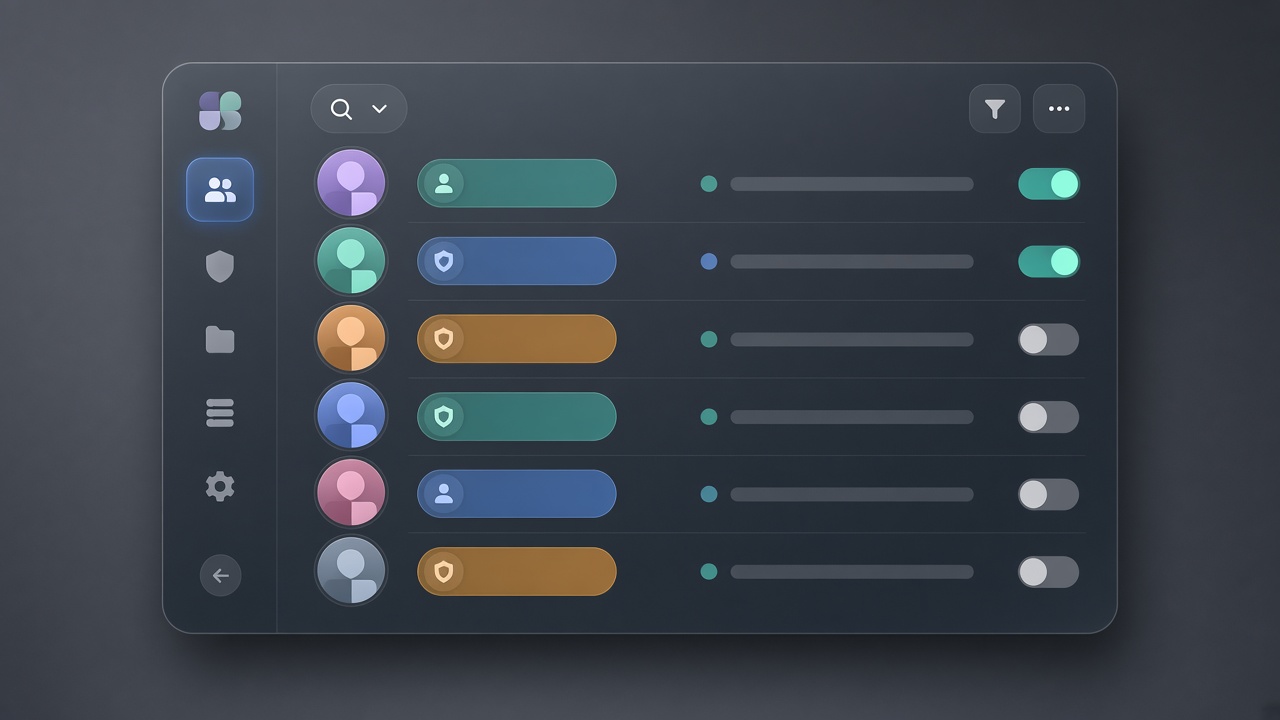 Illustration of a member list with roles and access
